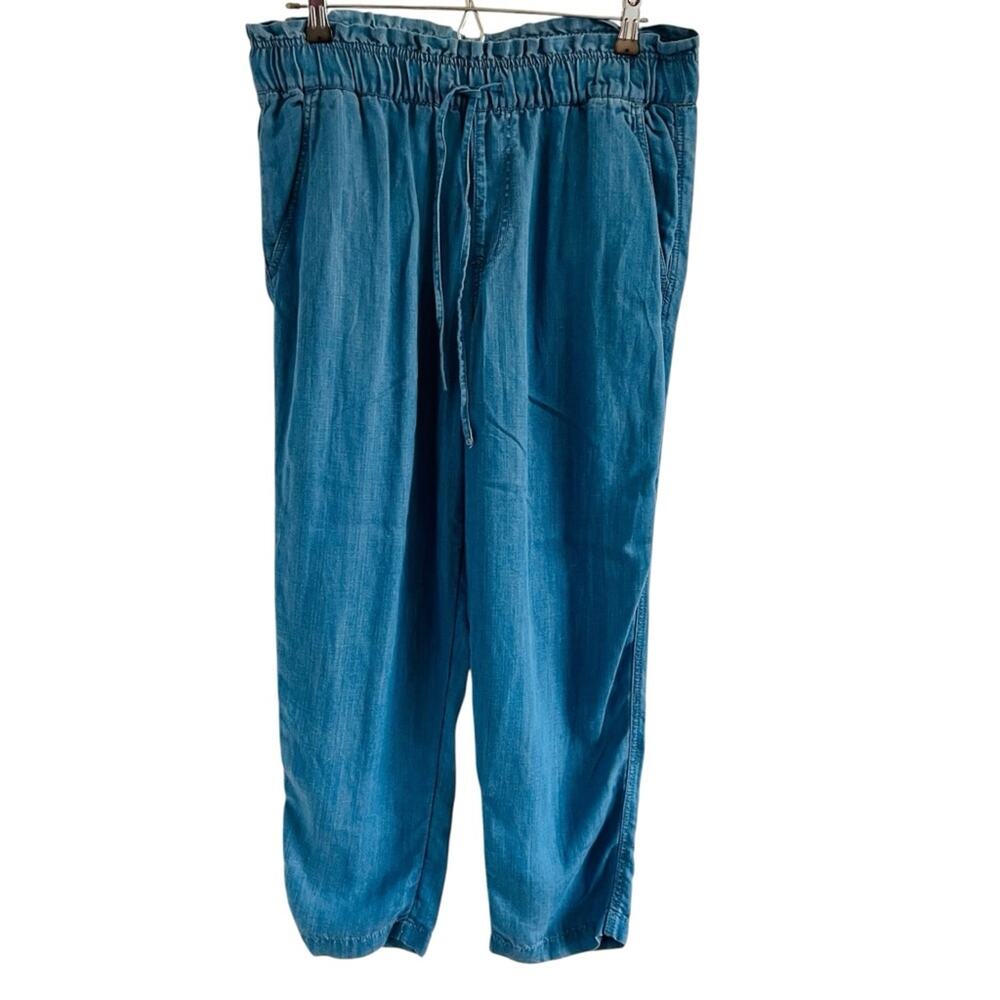 LOFT Petites Chambray Blue Drawstring Pants Medium